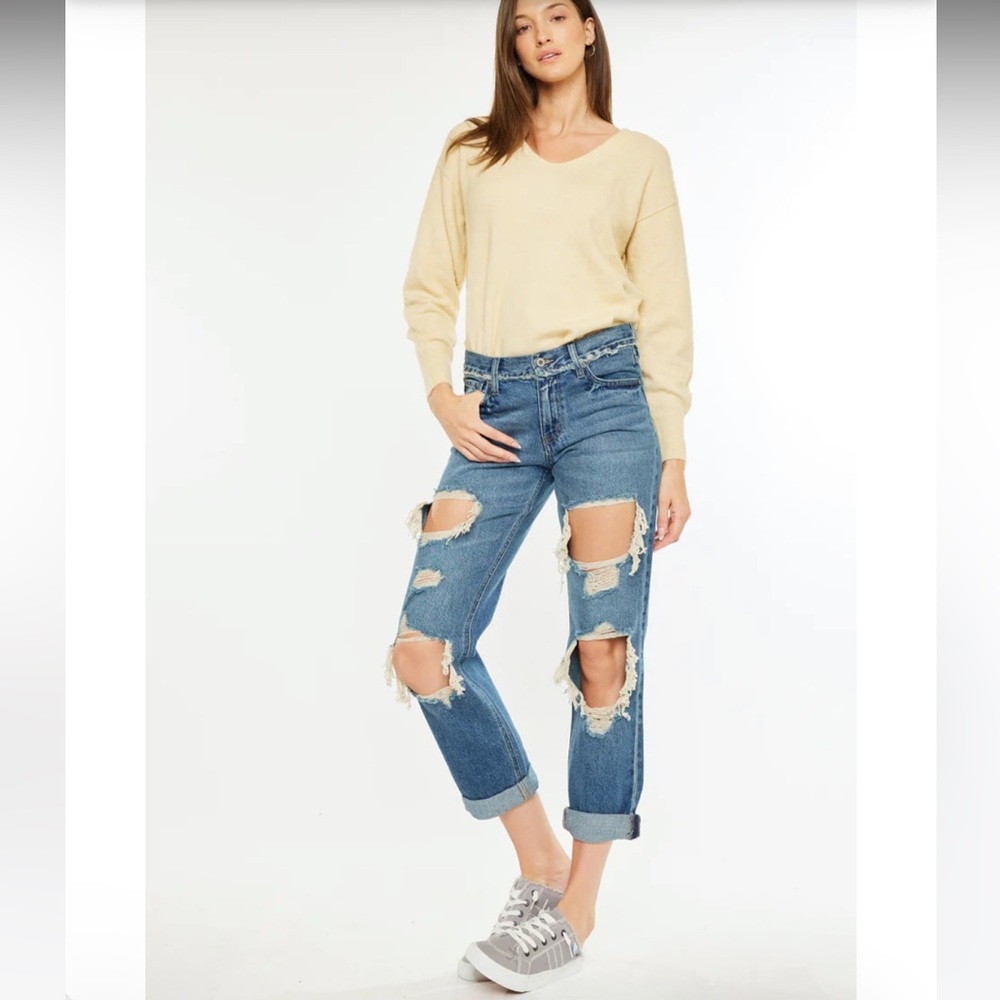 NWT Kancan Noel Mid Rise Boyfriend Jeans Sz: 5/26 - Picture 3 of 16